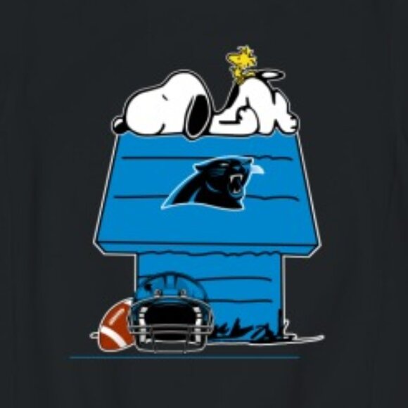 Carolina Panthers Snoopy Woodstock Peanuts NFL Football Christmas Sweatshirt 91 - Picture 2 of 5
